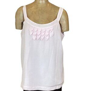 Ann Taylor LOFT Sleeveless Cotton-Silk Top Tiered-Ruffle Neckline XL Pink 276E